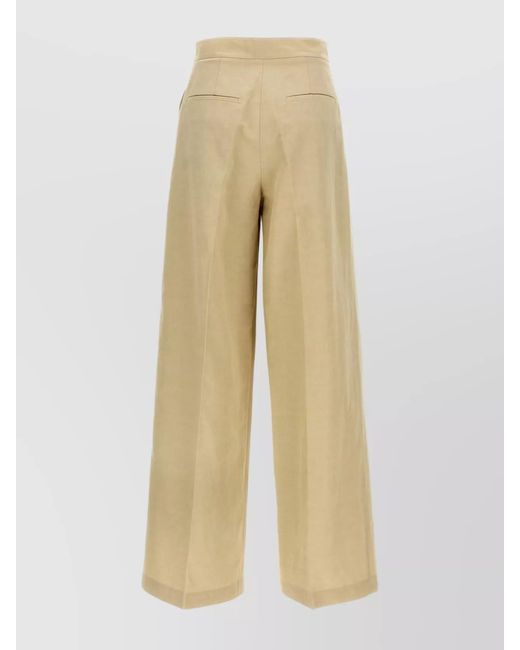 Yves Salomon Natural Linen Wide-Leg Trousers