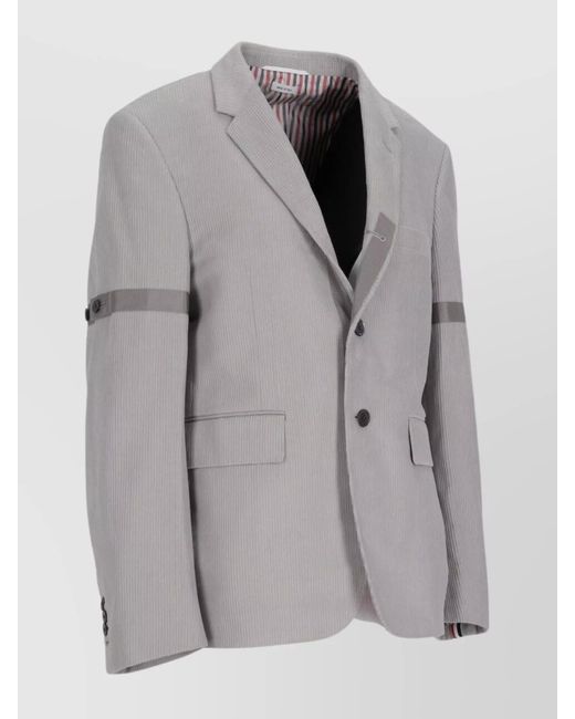 Thom Browne Gray Corduroy Single-Breasted Jacket for men