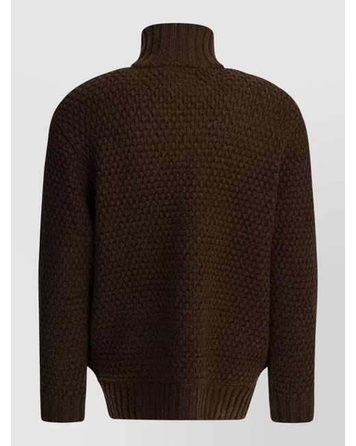 Beams Plus Brown Wool Zip Jacket for men