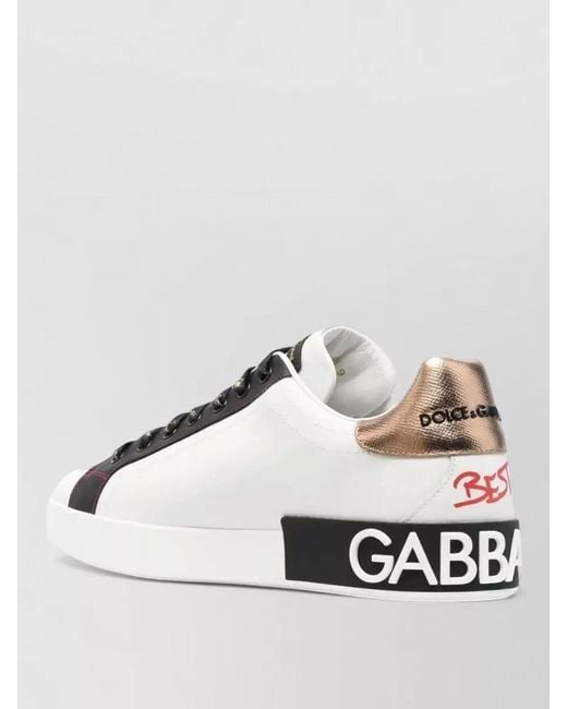 Dolce & Gabbana Metallic Portofino Leather Sneakers Crown Detail for men