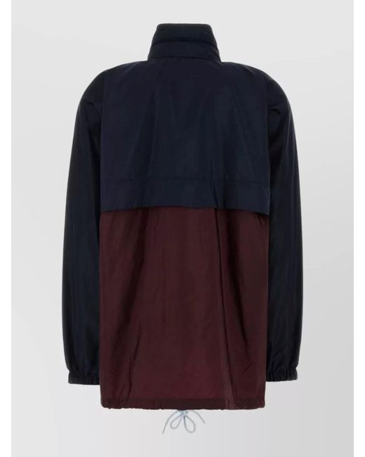Prada Blue Color Block Mock Collar Jacket