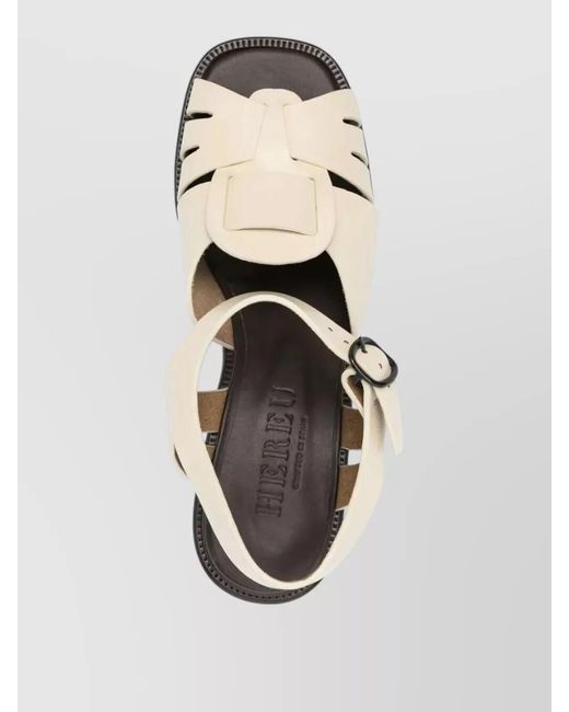 Hereu Metallic Ancora Sandals Ankle Strap Block Heel
