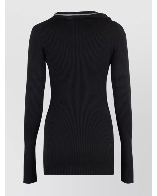 Y. Project Black Merino Wool V-Neck Knitted Dress