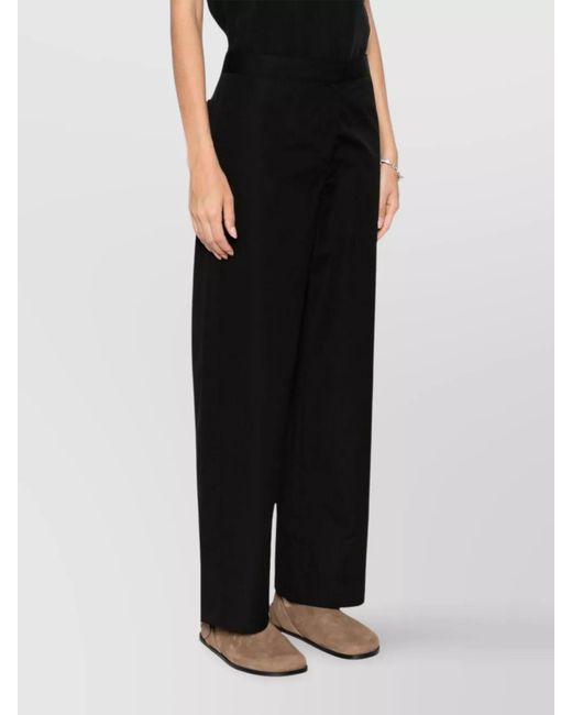 Totême Black Cotton Straight-Leg Trousers
