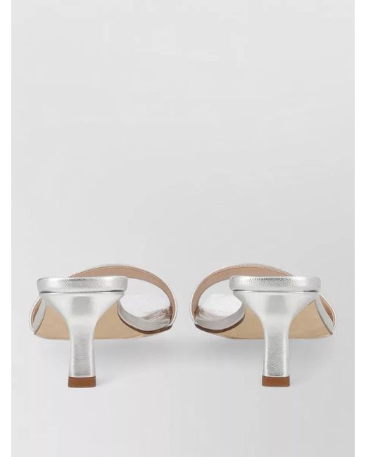 Aeyde White Mules Square Toe Stiletto Heel Metallic
