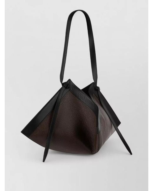 Yuzefi Black Tote Bag Adjustable Strap Two Tone Shape