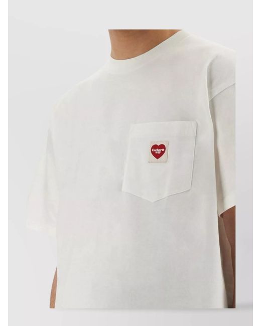 Carhartt White Cotton Logo Patch Short Sleeve T-Shirt for men