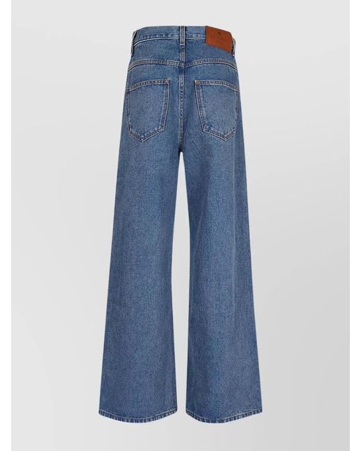 Etro Blue Denim High-Rise Wide-Leg Jeans