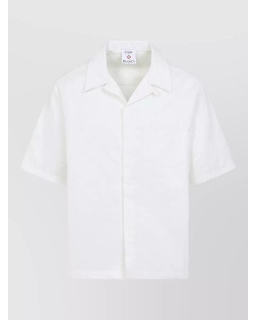 Casablanca White Cotton Monogram Short-Sleeve Shirt for men