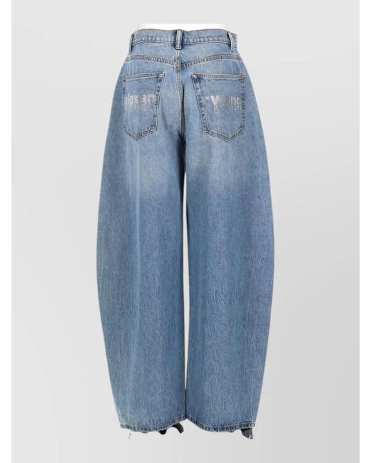 Alexander Wang Blue Jeans Blow Up Logo Rhinestone Detail