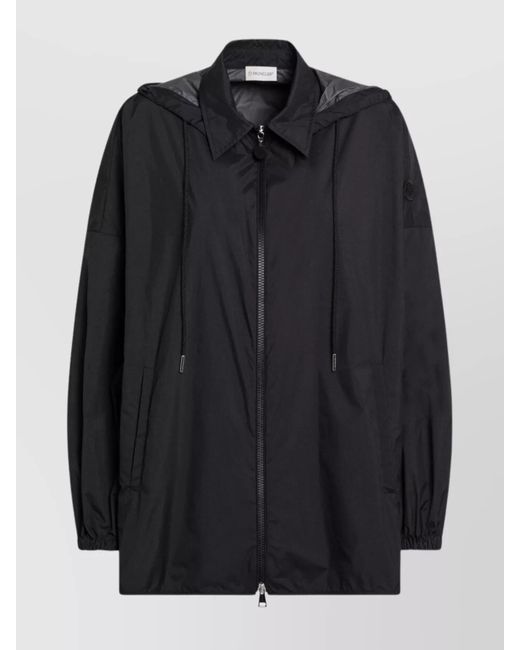 Moncler Black Zippered Parka Drawstring Hem