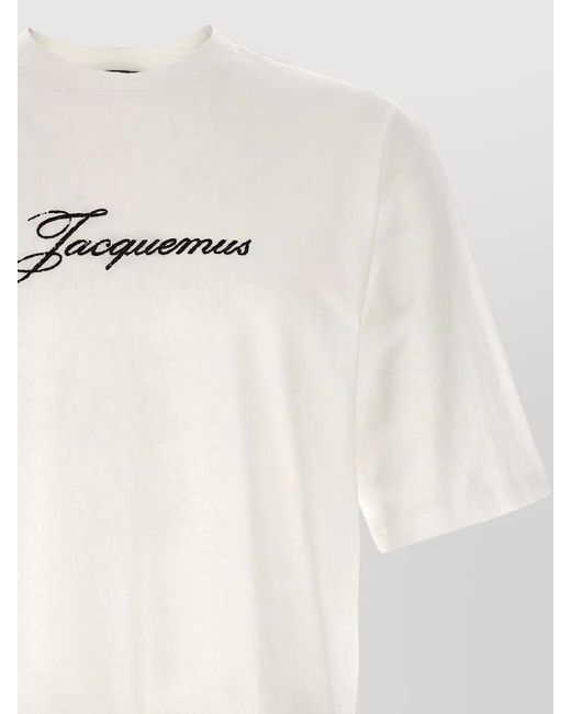 Jacquemus Natural Signature Logo Crew Neck Short Sleeve Top for men
