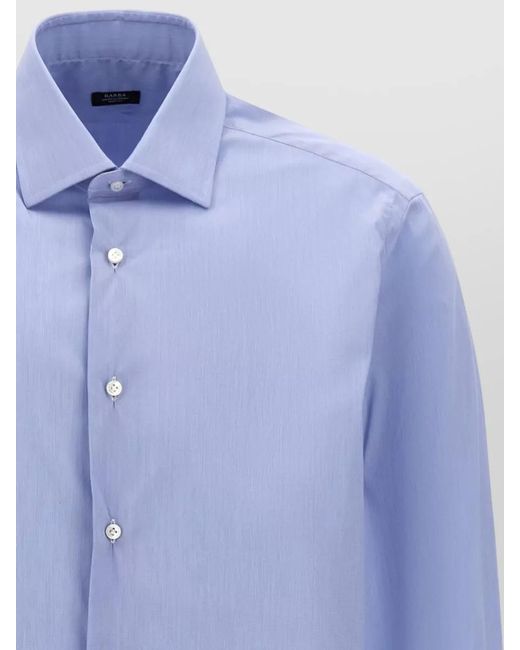 Barba Napoli Blue Poplin Shirt Button Down Collar Long Sleeves for men