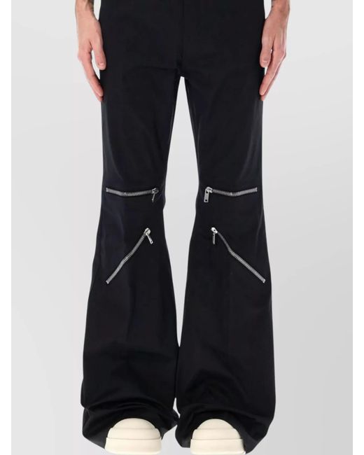Rick Owens Blue Flared Cargo Trousers With Zip Accents for men