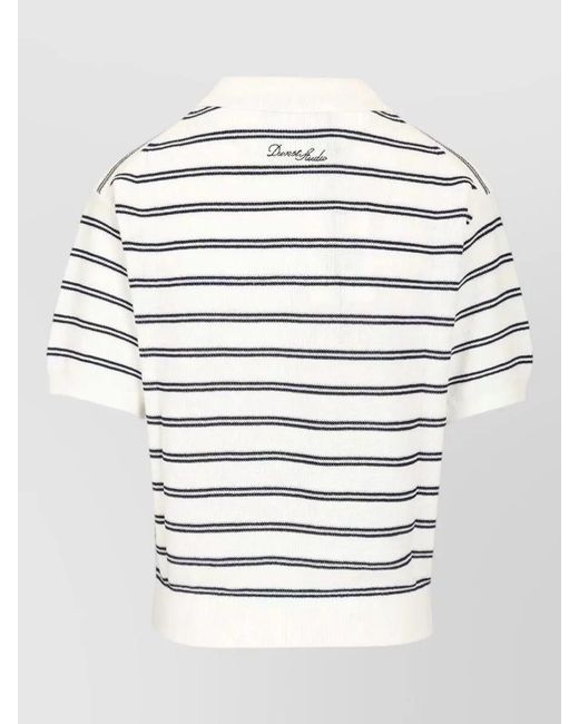 DUNST Gray Cotton Blend Polo Shirt Striped Design