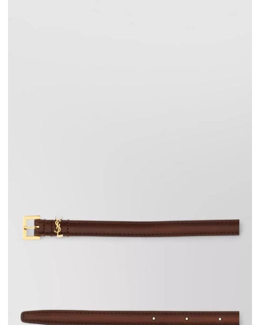 Saint Laurent Gray Leather Belt Adjustable Length Refined Design