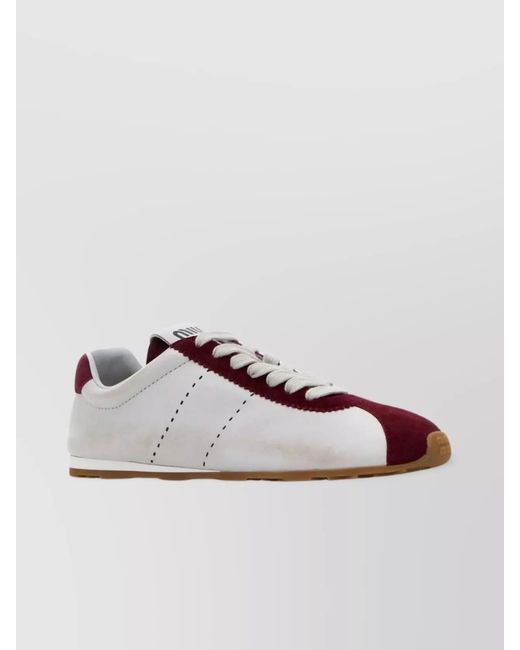 Miu Miu White Leather Panelled Low-Top Sneakers