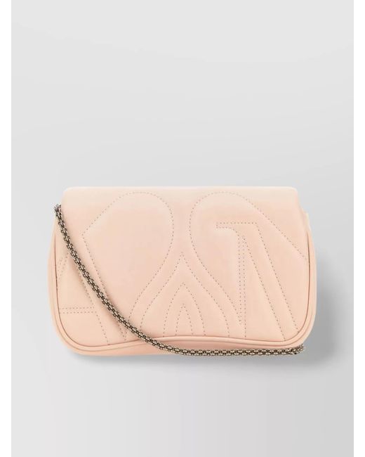 McQueen Natural The Seal Mini Leather Shoulder Bag