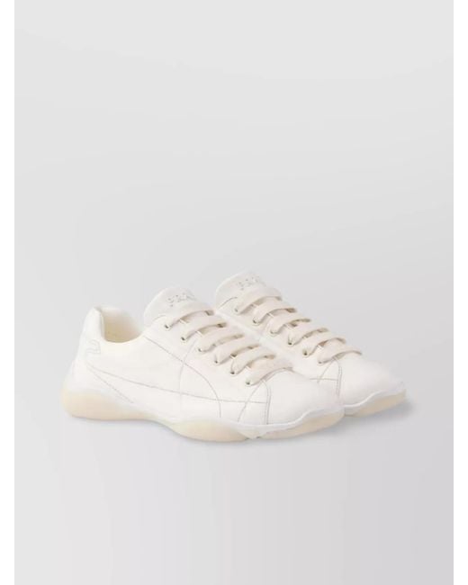Prada White Nappa Leather Low-Top Sneakers
