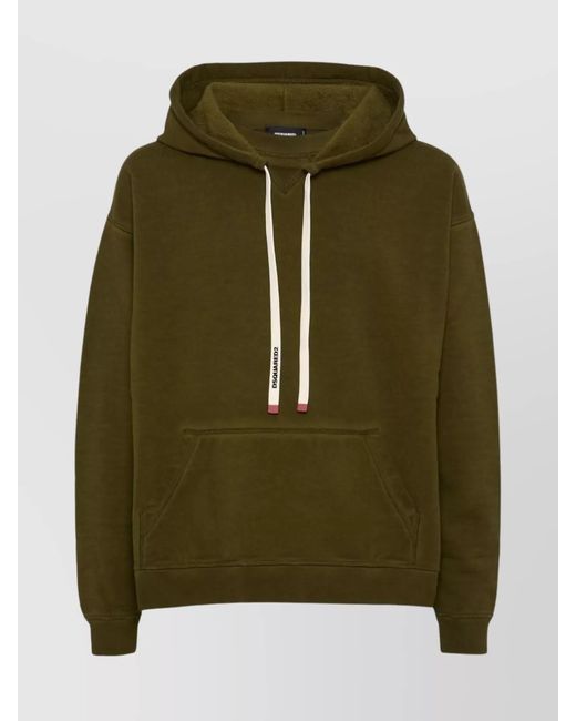 DSquared² Green Ribbed Cuff Hoodie for men