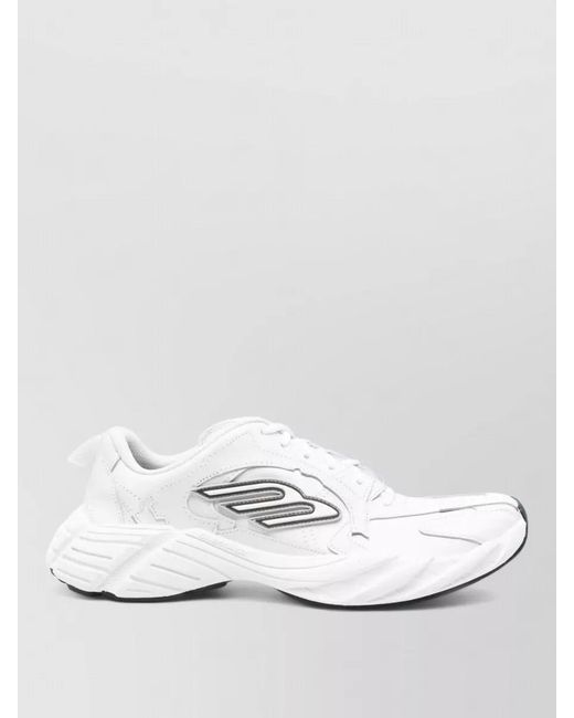 Balenciaga White Lace Up Leather Sneakers Rubber Sole Stitching for men