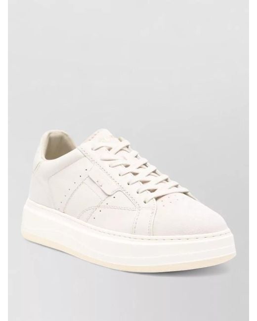 Woolrich Natural Leather Panelled Low-Top Sneakers