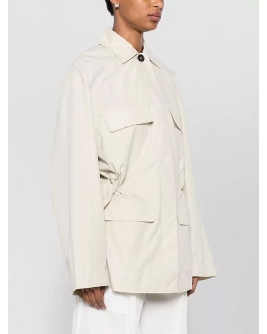Totême  Natural Cotton Blend Jacket Elastic Waist Collar