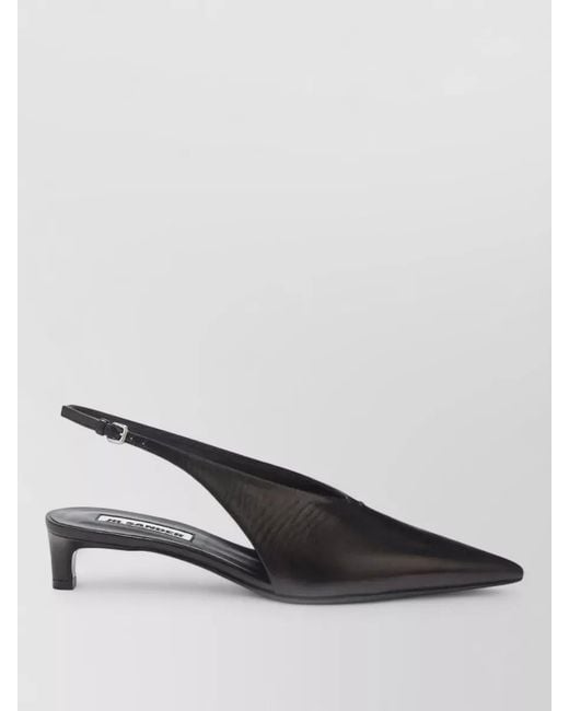 Jil Sander Gray Pointed Toe Kitten Heel Slingback Pumps