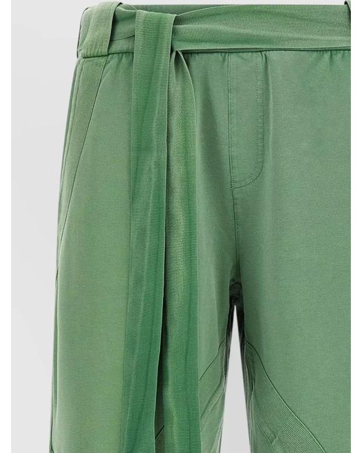 The Attico Green Cotton Front Split Wide-Leg Trousers