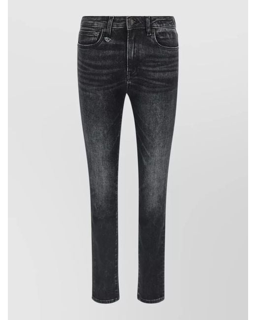 R13 Gray Alison Jeans Belt Loops Faded Effect