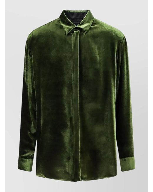 Giorgio Armani Green Silk Blend Regular Fit Shirt for men