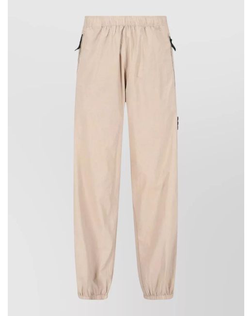 Stone Island Natural Pants Elastic Waistband Side Pockets Cuffs for men