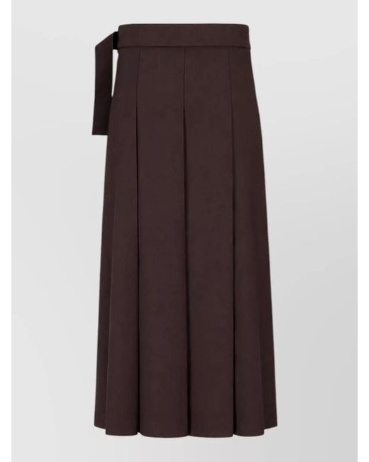 P.A.R.O.S.H. Brown High Waist Pleated Skirt Belt Detail