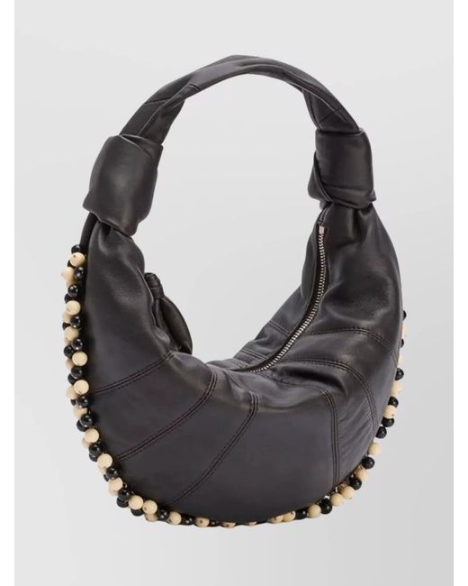 Lemaire Gray Lamb Leather Beaded Mini Shoulder Bag