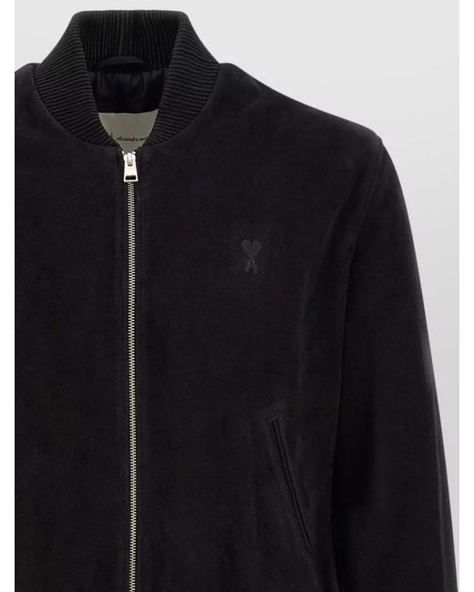AMI Black Ami De Coeur Jacket Ribbed Collar Cuffs for men