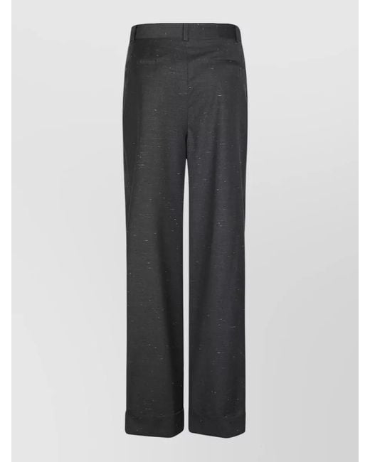 Loulou de Saison Gray High Waist Tailored Pleated Cuffed Pants