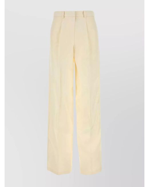 Magda Butrym White Silk Wide-Leg Trousers