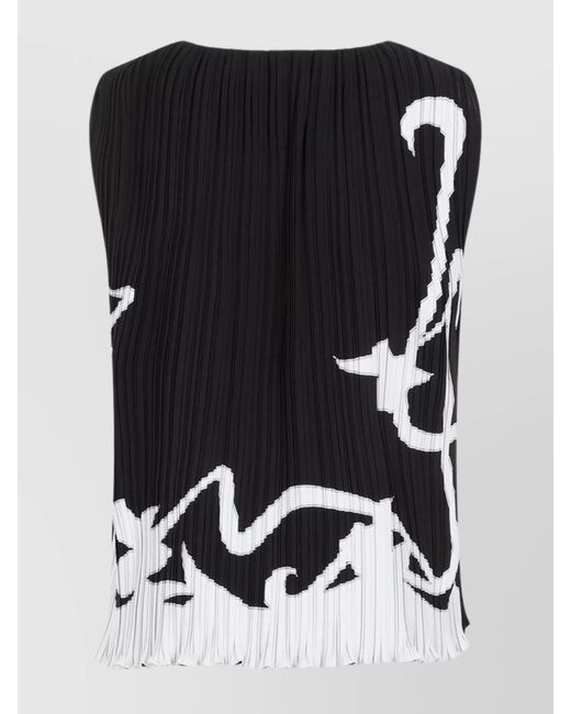 Lanvin Black Pleated Sleeveless Blouse