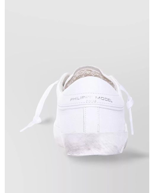 Philippe Model White Low Top Leather Sneakers