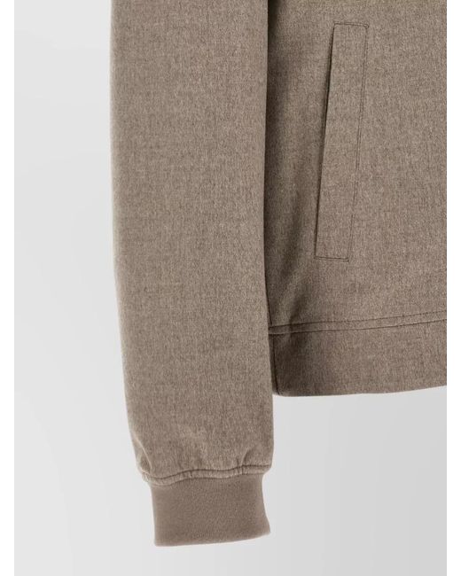 Brunello Cucinelli Brown Cashmere Bomber Jacket for men