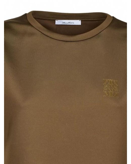 Max Mara Green Crew Neck Nylon Silk Blend Top
