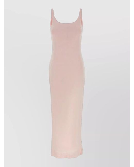 Jacquemus White Midi Dress Knot Detail Scoop Neckline