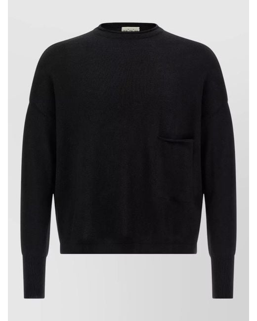 Ma'ry'ya Black Wool Sweater Crew Neck Chest Pocket for men