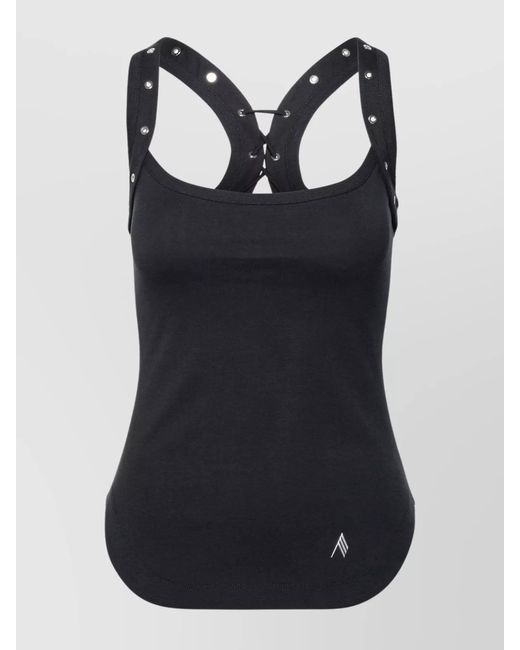 The Attico Black Cotton Logo-Print Top