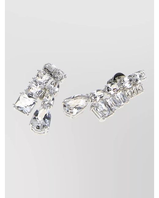 Swarovski White Embellished Metal Earrings