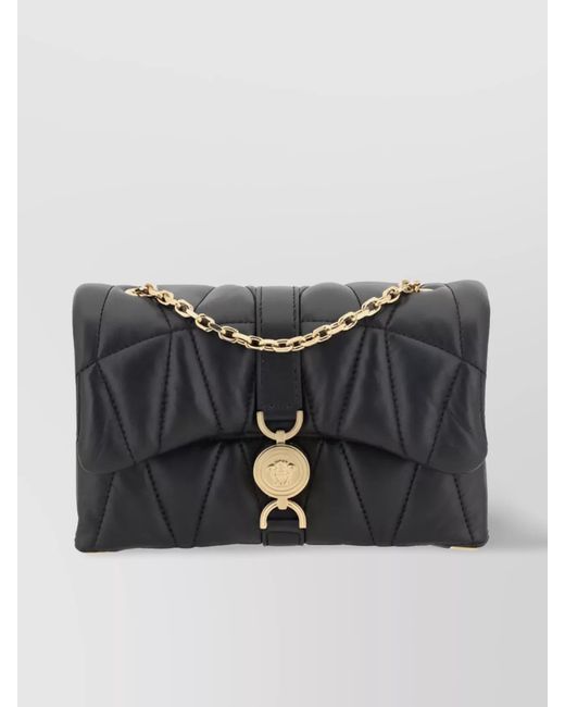 Versace Gray Kleio Mini Leather Quilted Shoulder Bag