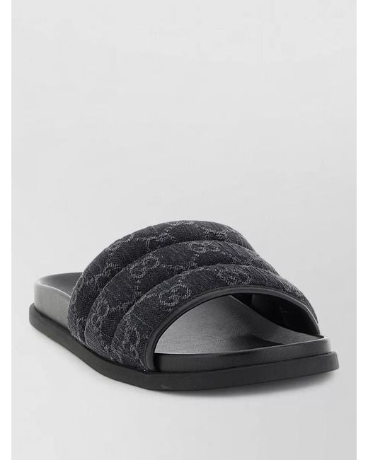 Gucci Black Gg Denim Slides Open Toe Design for men