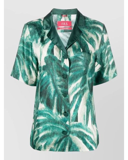 F.R.S For Restless Sleepers Green Silk Printed Pajama Shirt