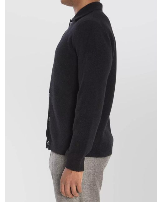 Barena Black Alpaca-Blend Ribbed Regular-Fit Cardigan for men