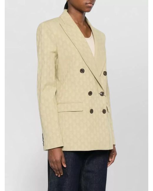 Etro Natural Double-Breasted Fitted Paisley-Print Blazer